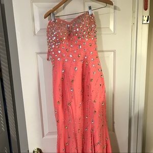 Coral sequin prom dress. Never worn.